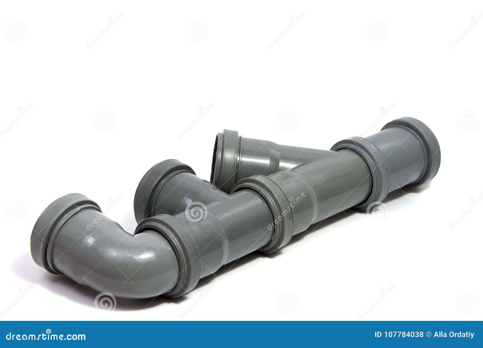 Plastic Plumbing Pipe Isolated on White Background. Stock Photo Image