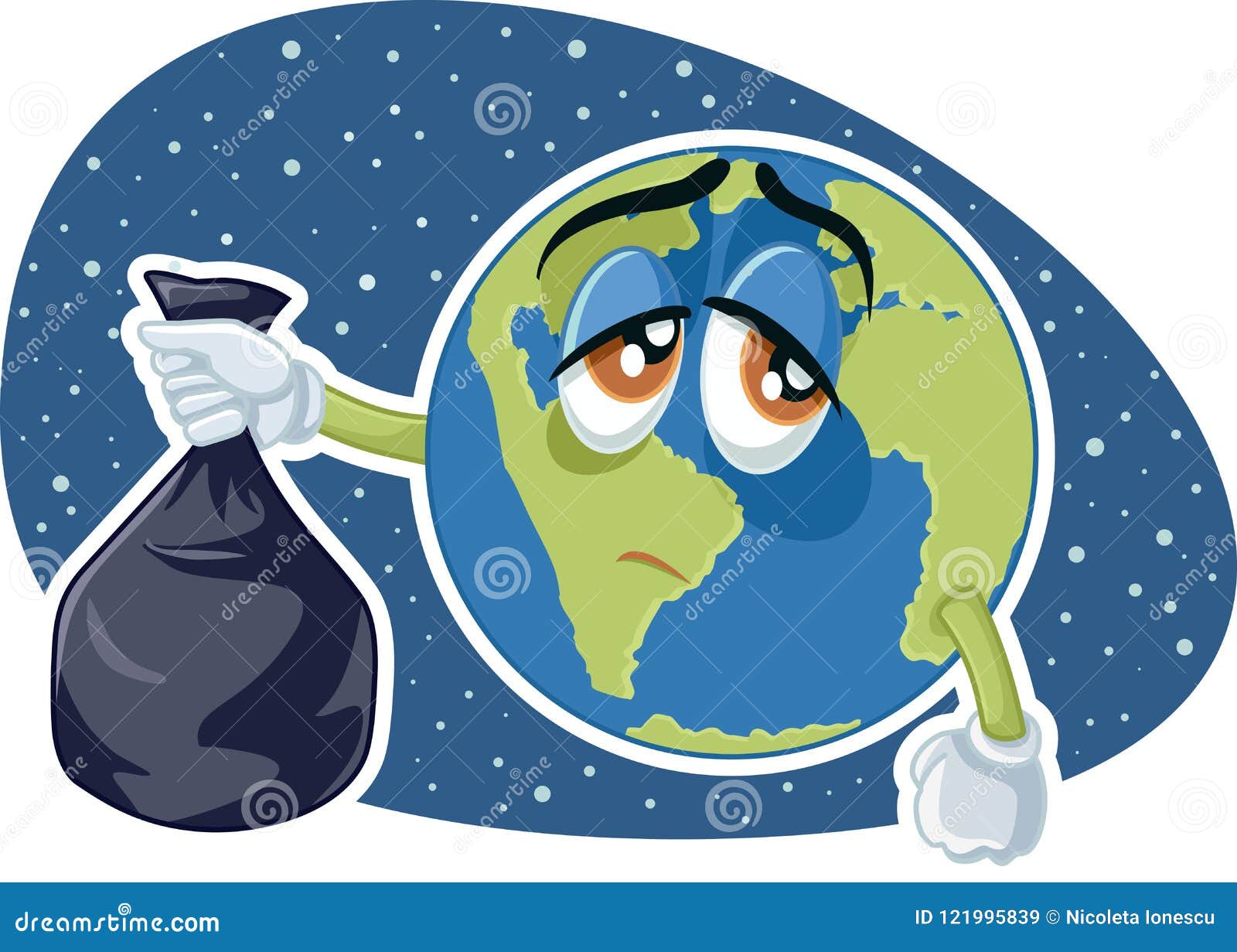 Planet Earth Holding Plastic Trash Bag Vector Cartoon Stock Vector -  Illustration of earth, destroy: 121995839