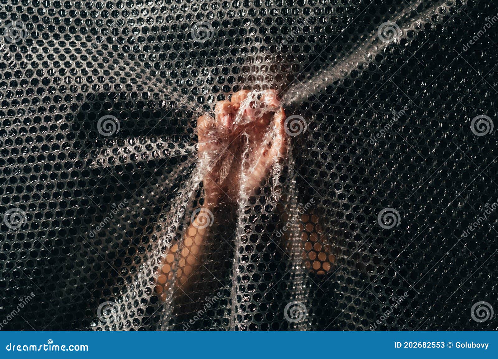 Plastic Pollution Ecology Problem Hand Bubble Wrap Stock Image Image