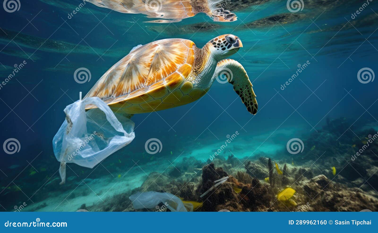 Plastic Pollution in Ocean Turtle Eat Plastic Bag Environmental
