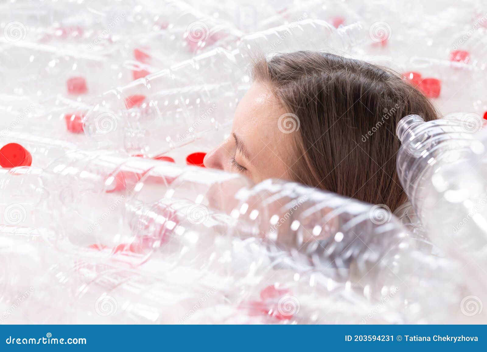 Plastic Pollution Problem and Environment Protection. Weak Tired Woman