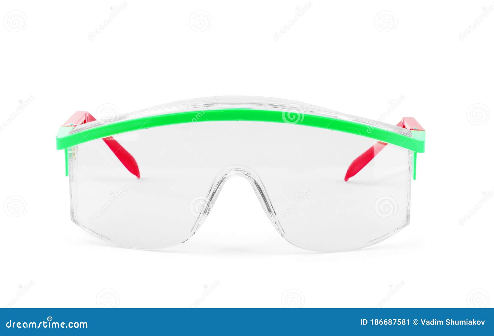 plastic protective work glasses  on a white background