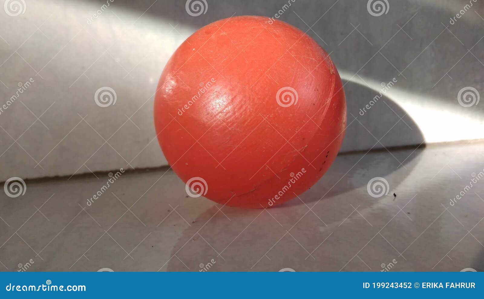 Plastic Red Ball that is on the Floor Stock Photo Image of pink