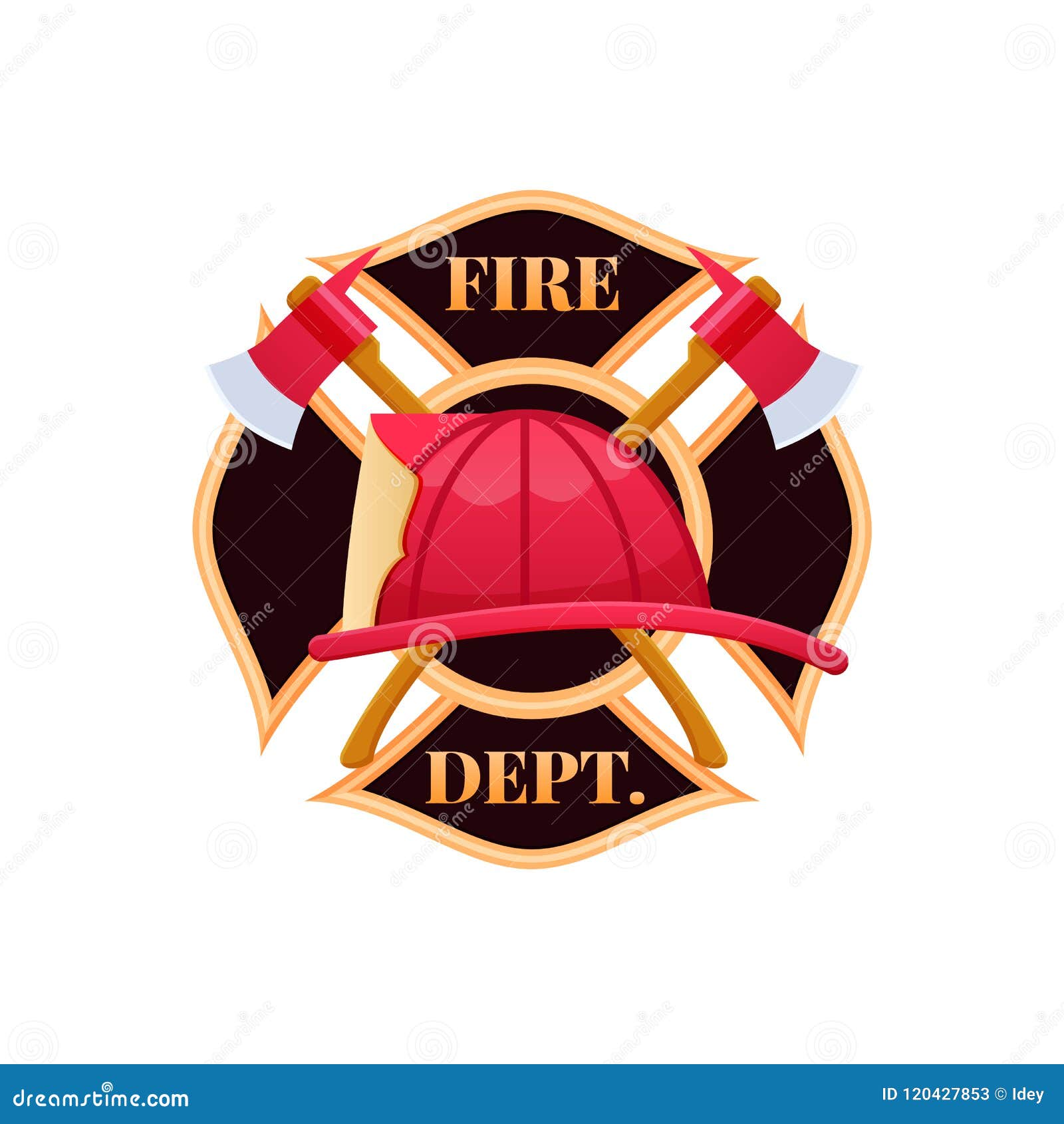 Plastic Red Fire Helmet, Fighting Fire. Fire Dept Logo Icon. Stock ...