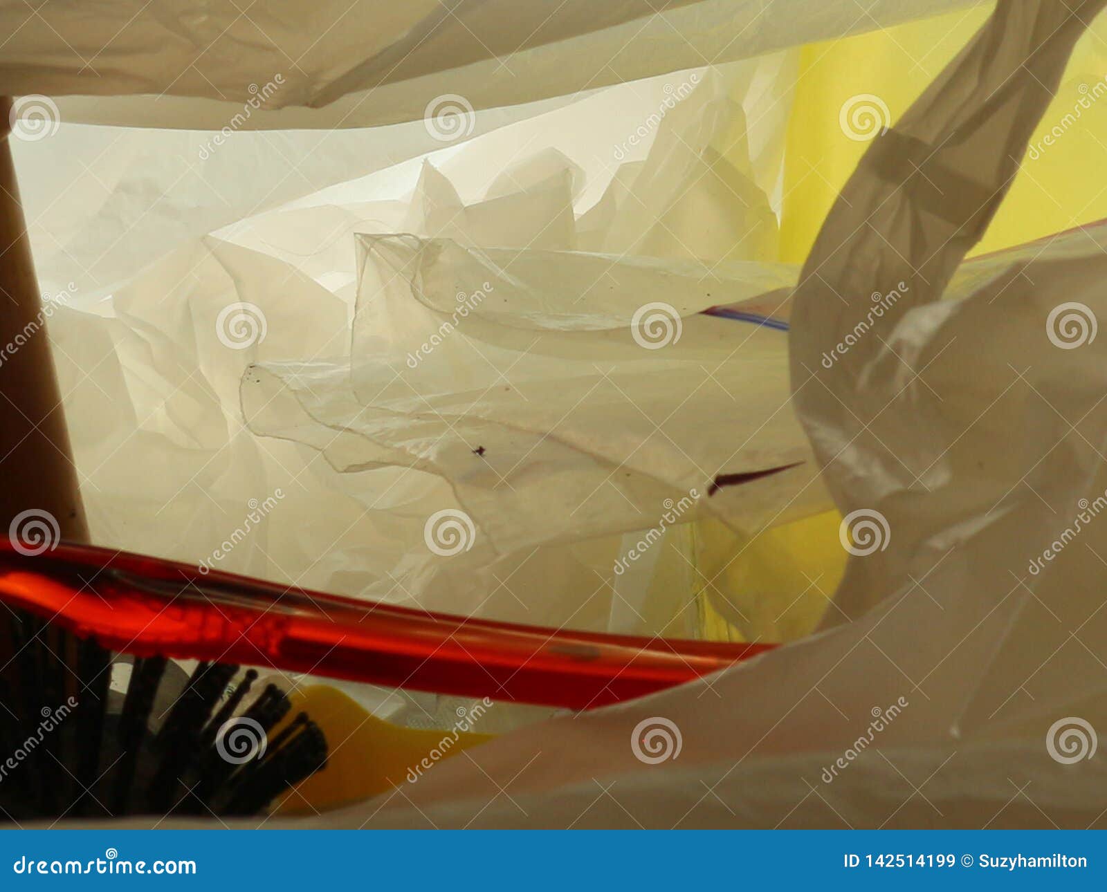 Plastic Rubbish in Clear Plastic Bag Macro Image Stock Image Image of