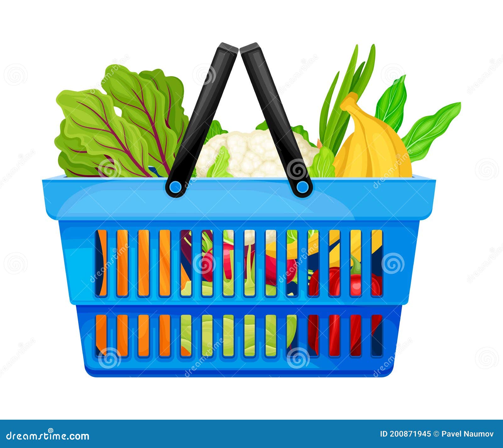 Full shopping basket market food and products Vector Image