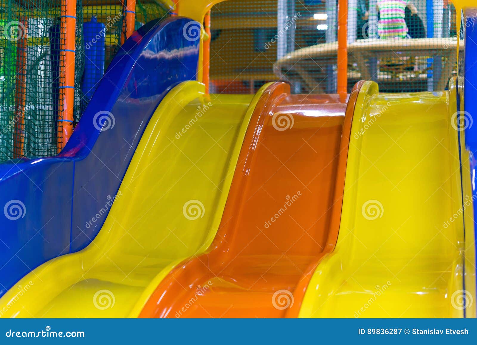 Plastic Slide for Children at the Children`s Center Stock Image - Image ...