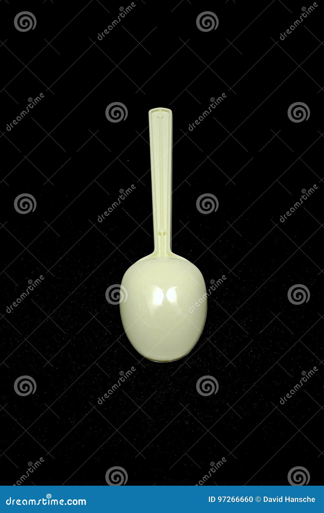 Plastic Spoon on Black Back Stock Photo Image of equipment, food 97266660