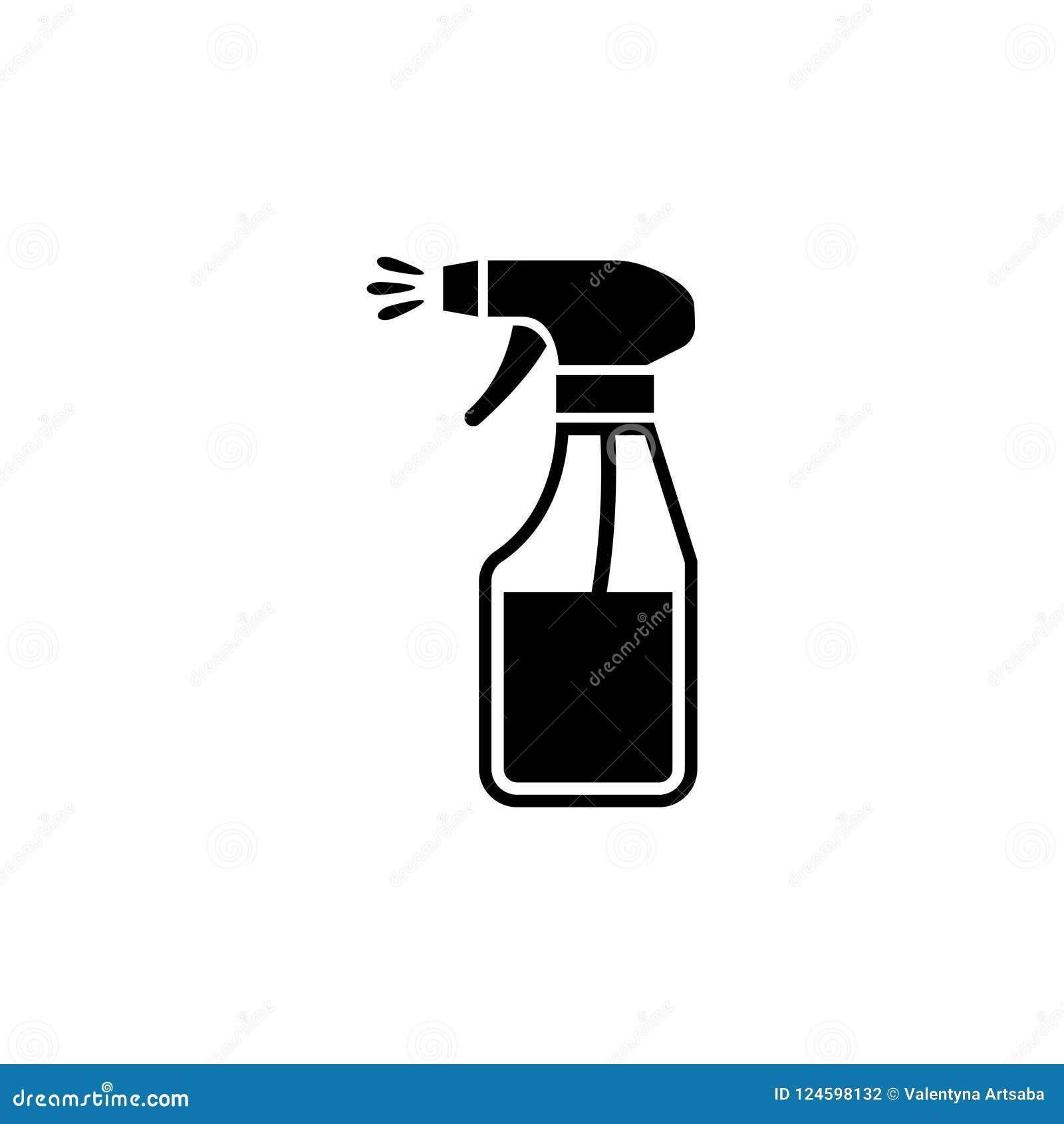 plastic spray bottle, hygiene cleaning flat  icon