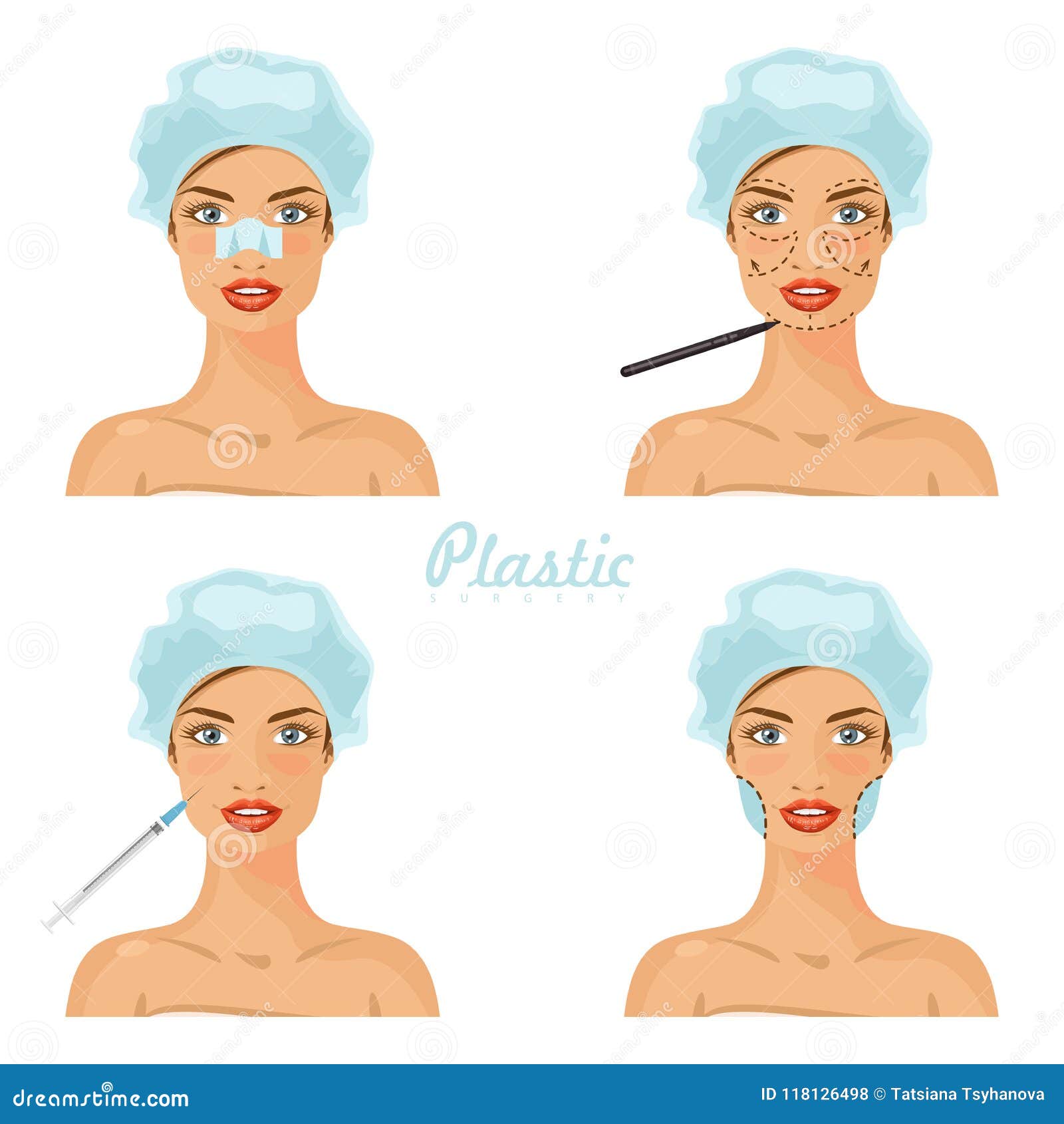 Download Plastic Surgery And Health Care. Vector Set. Female Face ...