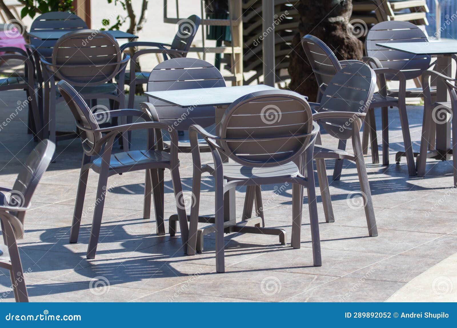 Plastic Tables with Chairs in a Restaurant Stock Photo Image of park