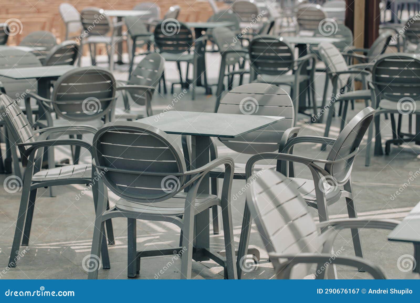 Plastic Tables with Chairs in a Restaurant Stock Image Image of relax
