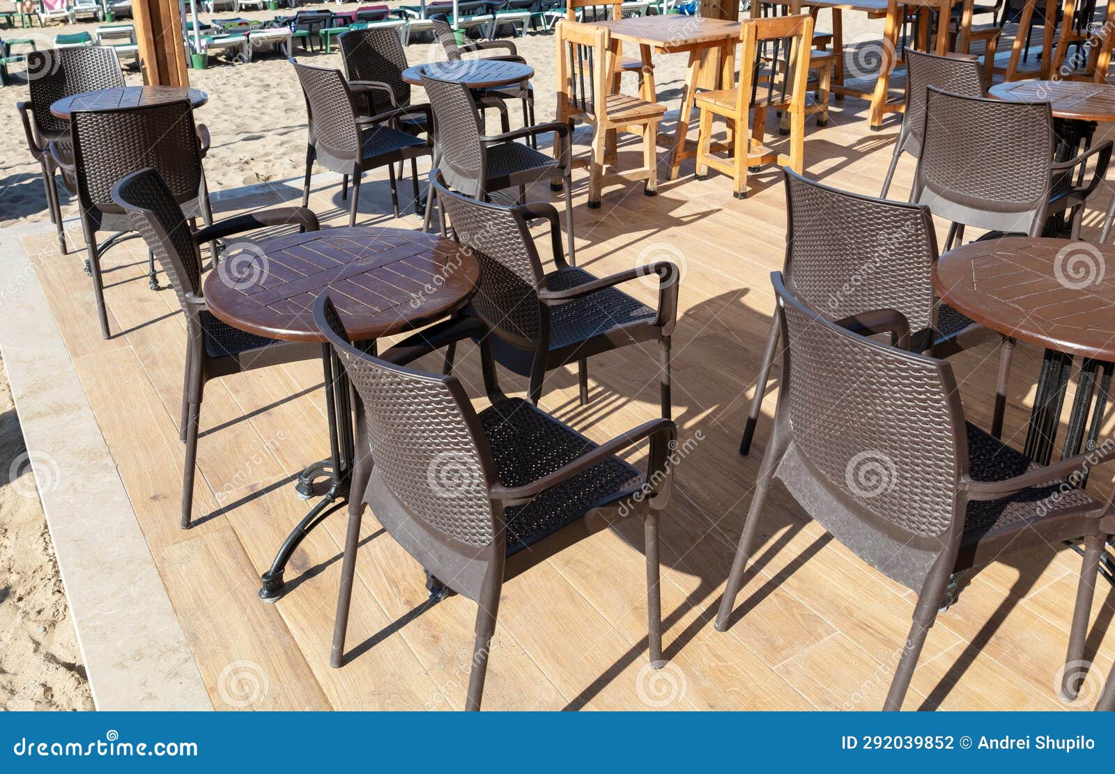 Plastic Tables with Chairs in a Restaurant Stock Photo Image of beach