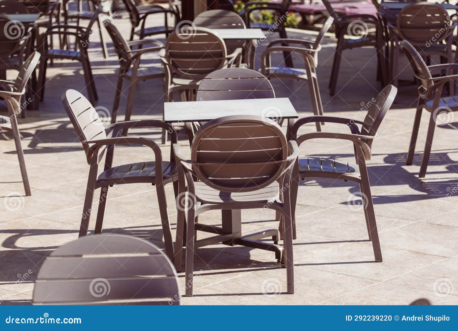 Plastic Tables with Chairs in a Restaurant Stock Photo Image of