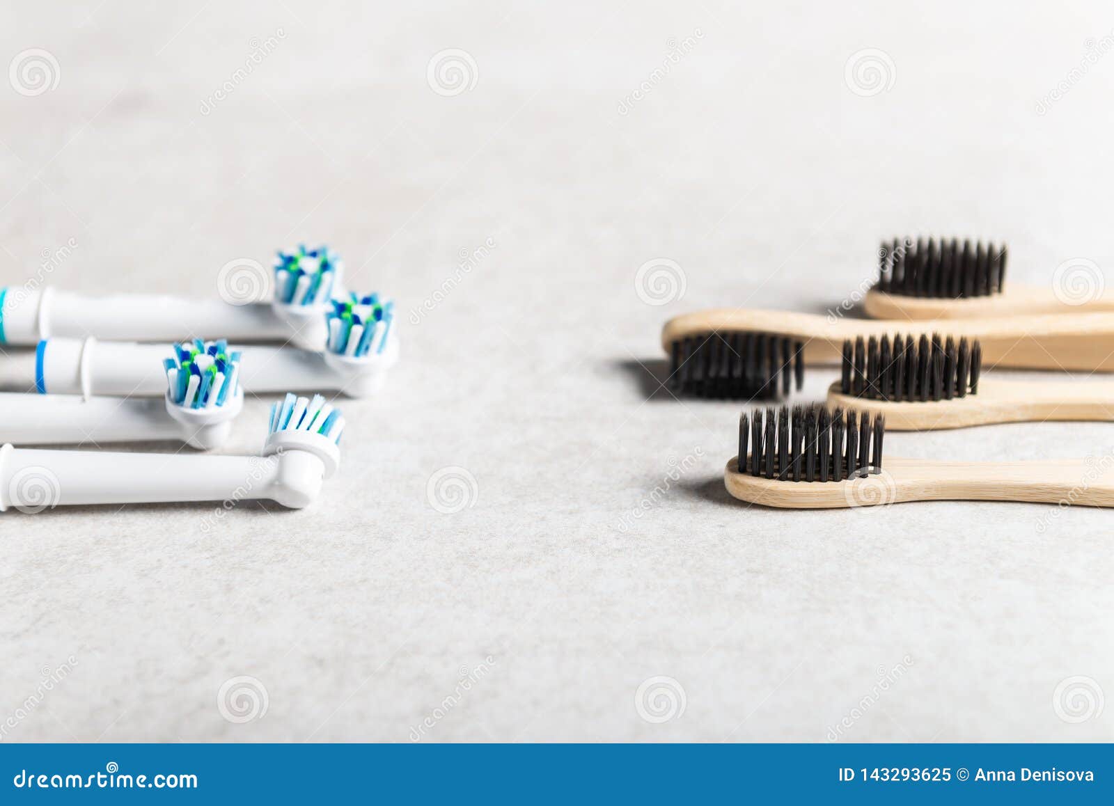 Plastic Toothbrush Heads Vs Bamboo Toothbrushes Stock Image Image of