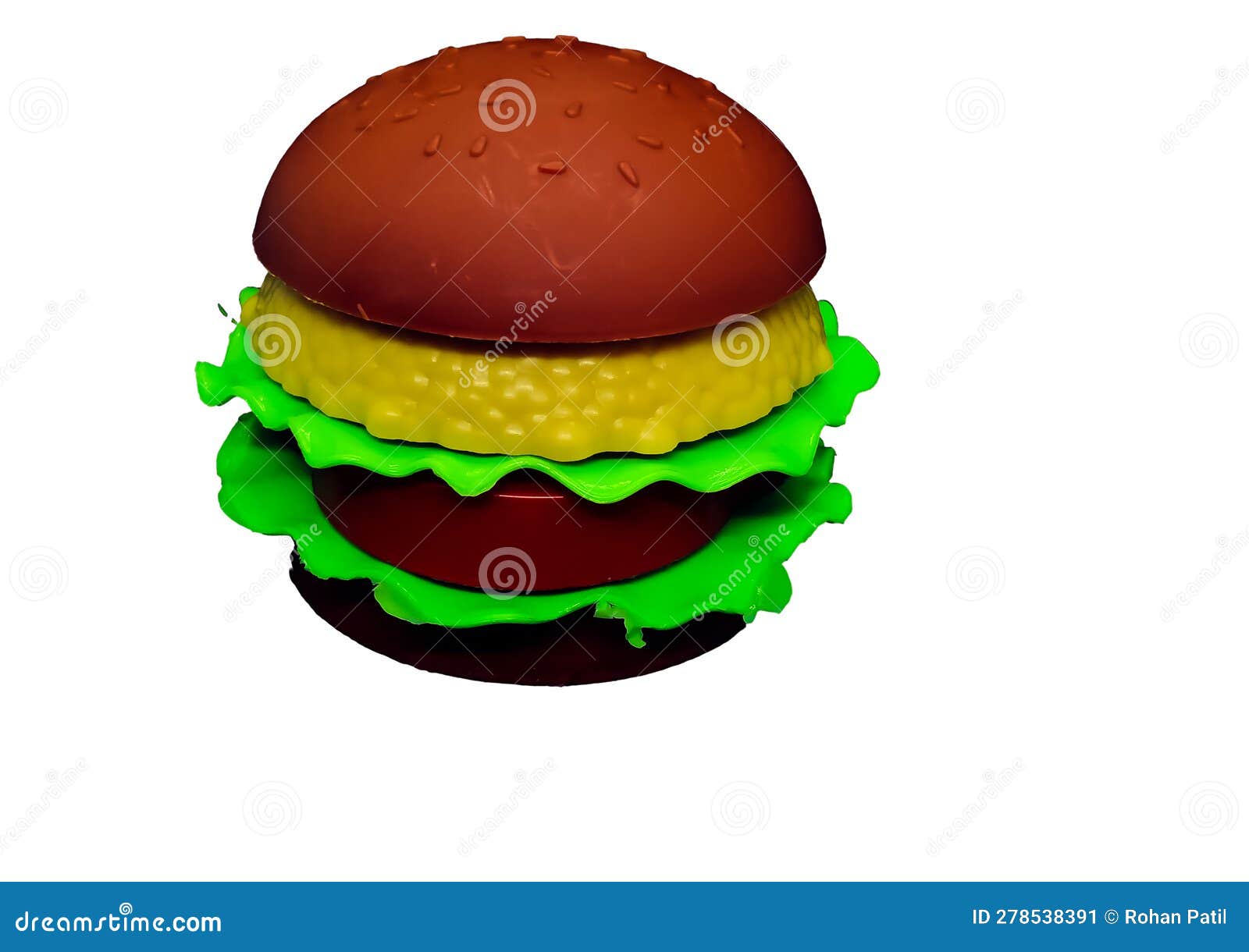 Plastic Toy Burger Isolated on White Background Stock Image Image of