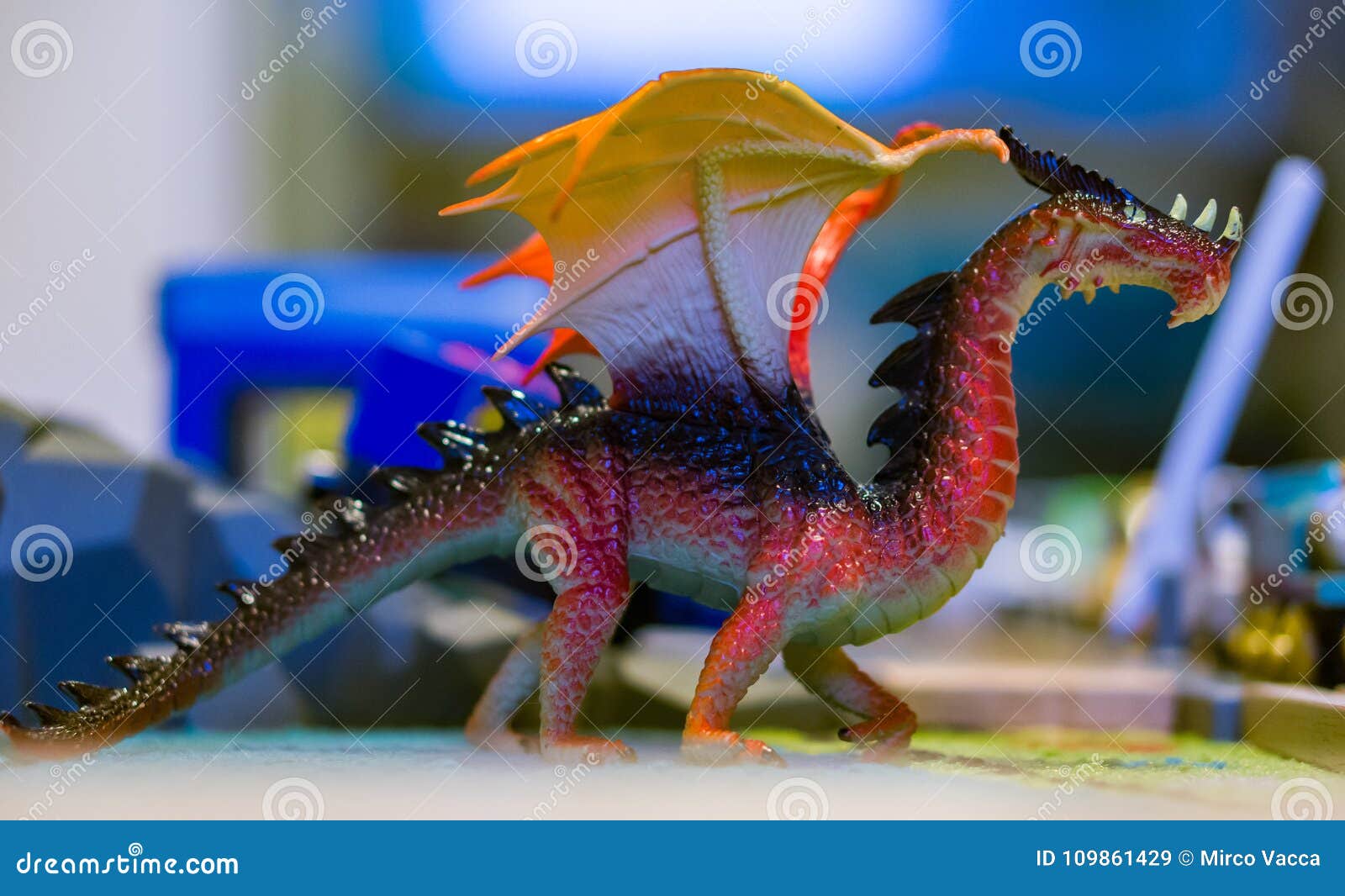 Plastic toy dragon stock image. Image of standing, indoor 109861429
