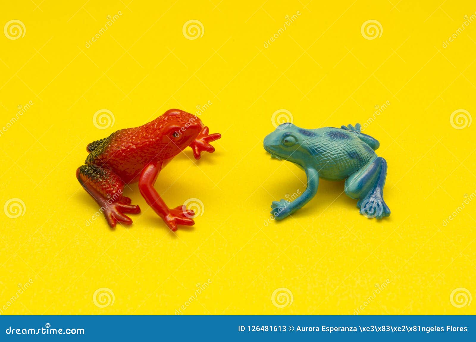 Plastic Toy Frogs on Yellow Background Stock Image - Image of color,  plastic: 126481613