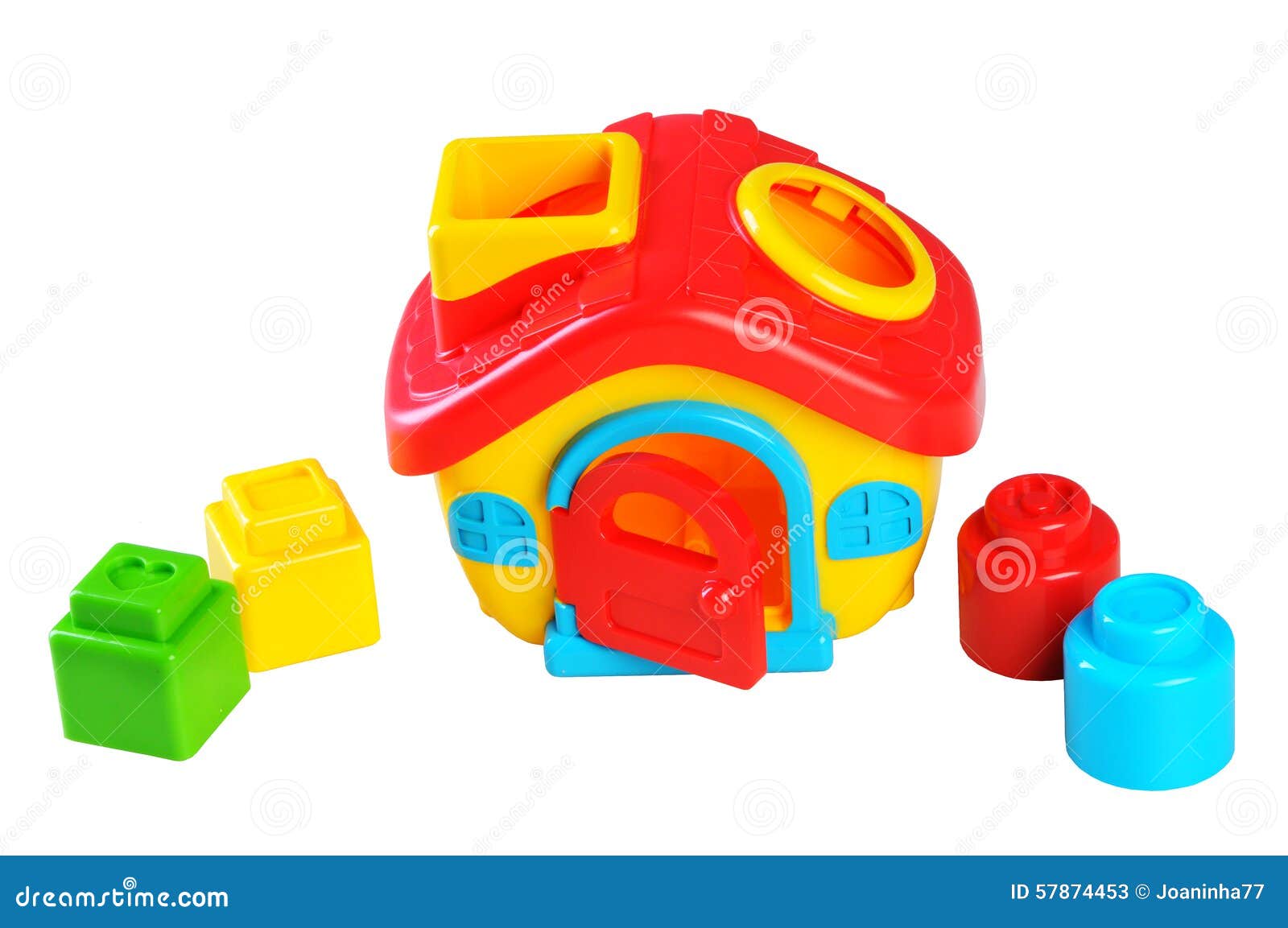 Plastic Toy House with Shapes Stock Image Image of studio, isolated