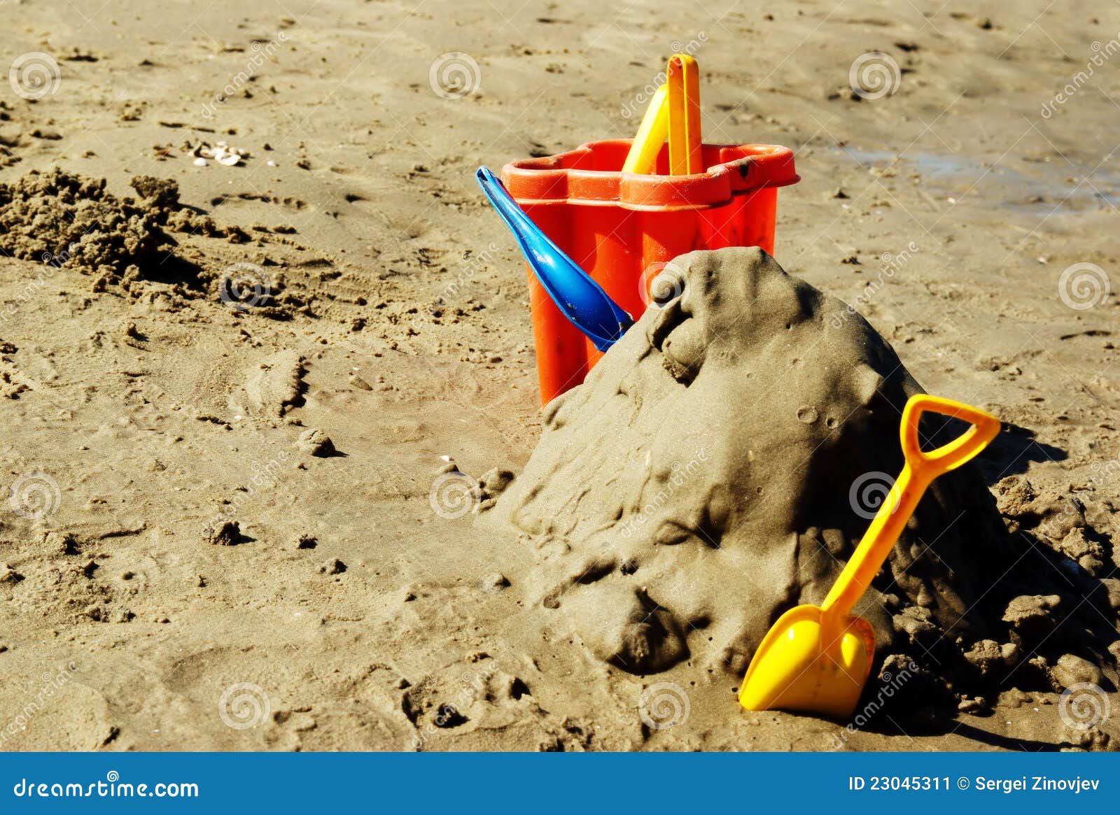 Plastic toys on beach. stock image. Image of children 23045311
