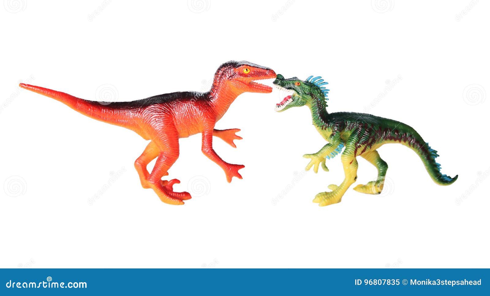 Plastic Toys Dinosaurs Fight Scene Stock Image