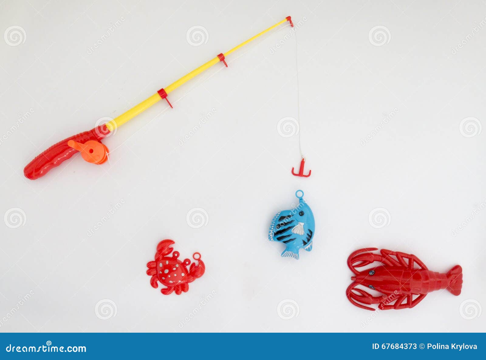 Plastic Toys Fishing, Fishing Rod, Fish, Shark, Cancer Stock Image - Image  of cutout, background: 67684373