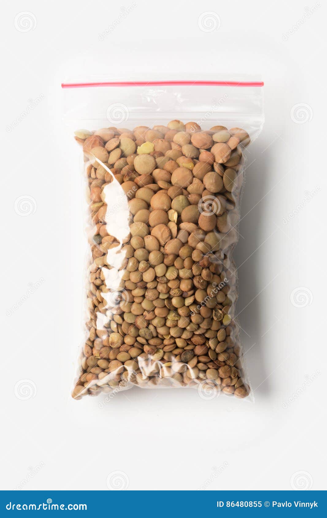 Download Plastic Transparent Zipper Bag With Full Lentils Beans Isolated On White, Vacuum Package Mockup ...