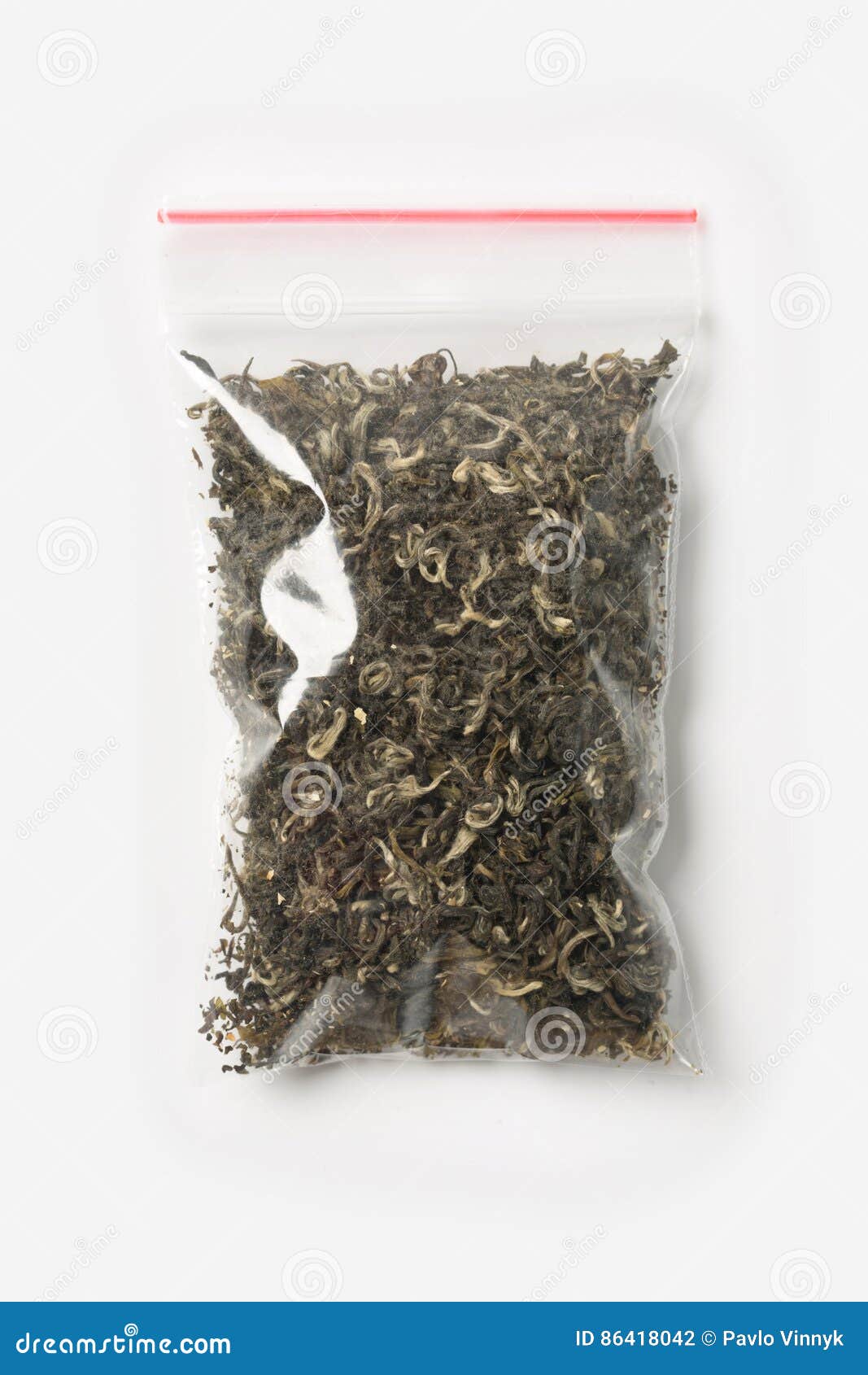 Download Plastic Transparent Zipper Bag With Full Of Dry Green Tea Isolated On White, Vacuum Package ...
