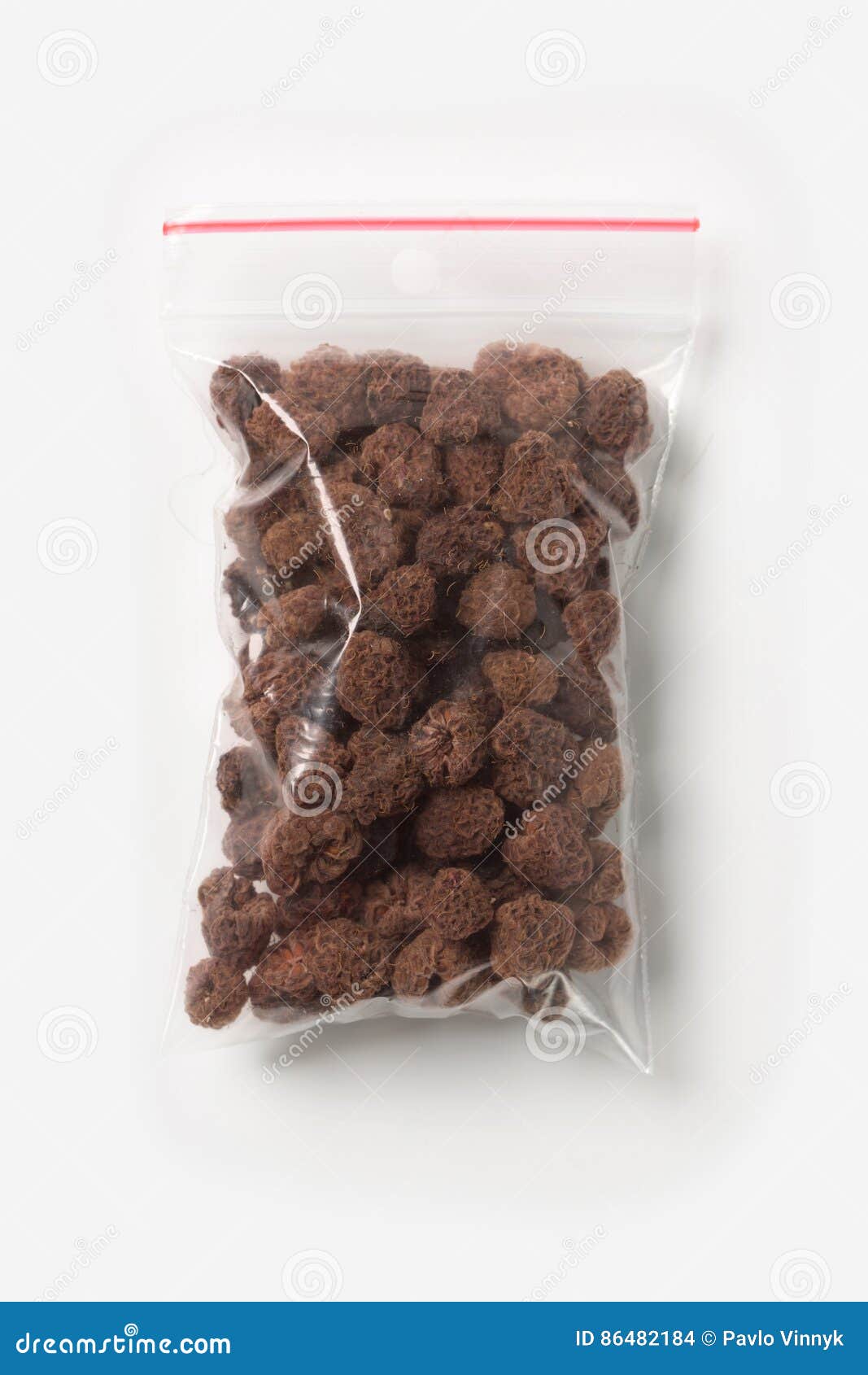 Download Plastic Transparent Zipper Bag With Home Dry Raspberries Isolated On White, Vacuum Package ...