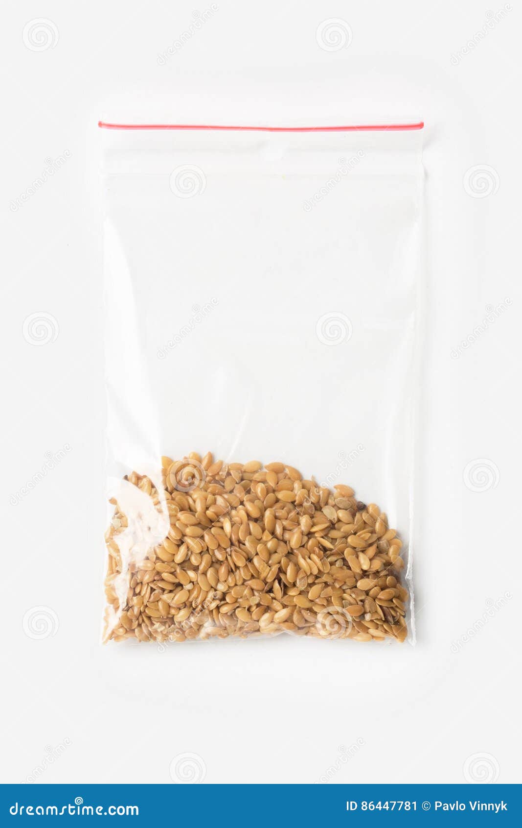 Download Plastic Transparent Zipper Bag With A Little Wholemeal Raw Flax Seeds Cerealisolated On White ...