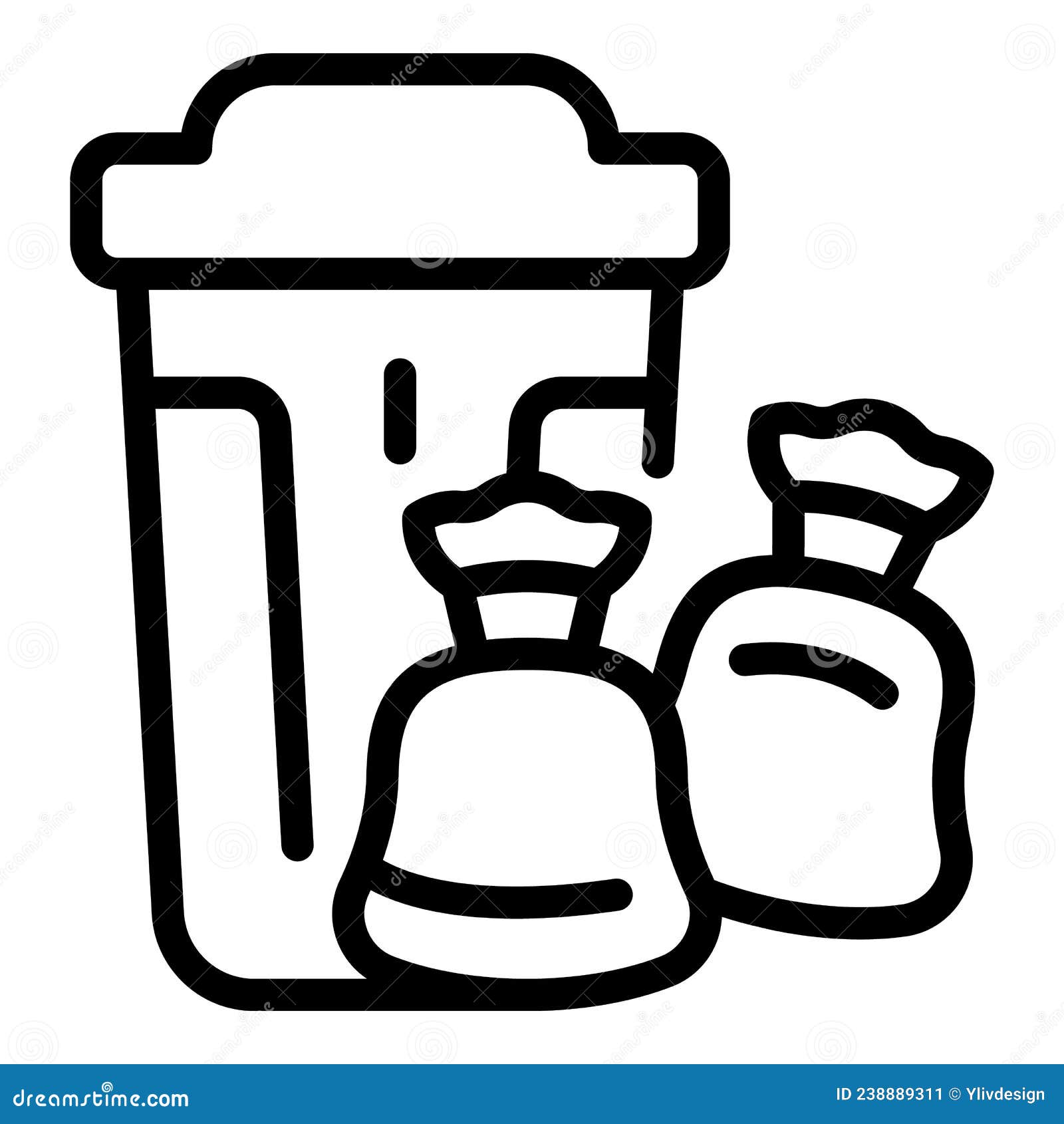 Plastic Trash Bag Icon Outline Vector. Garbage Bin Stock Illustration