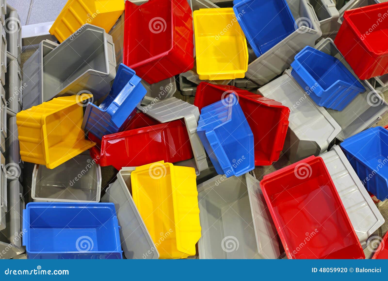 Plastic tubs and bins stock photo. Image of rack, pile 48059920