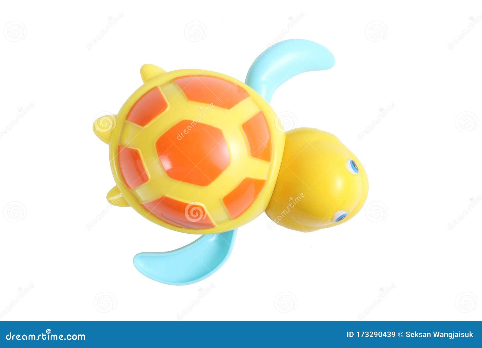 Plastic Turtle. With White Background. Childhood Toy. Stock Photo