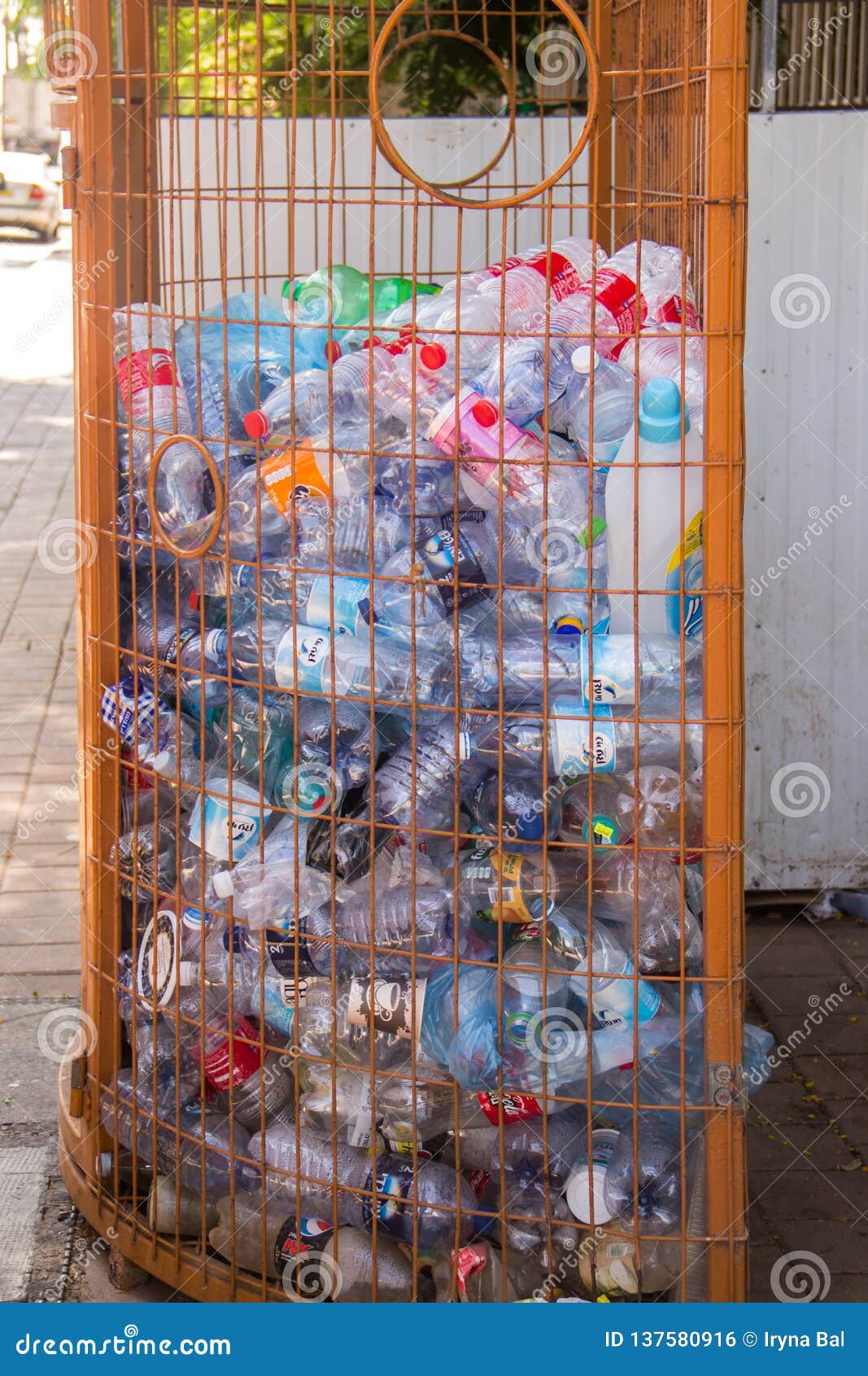 Plastic Used Packaging in a Special Trash Container Editorial Photo