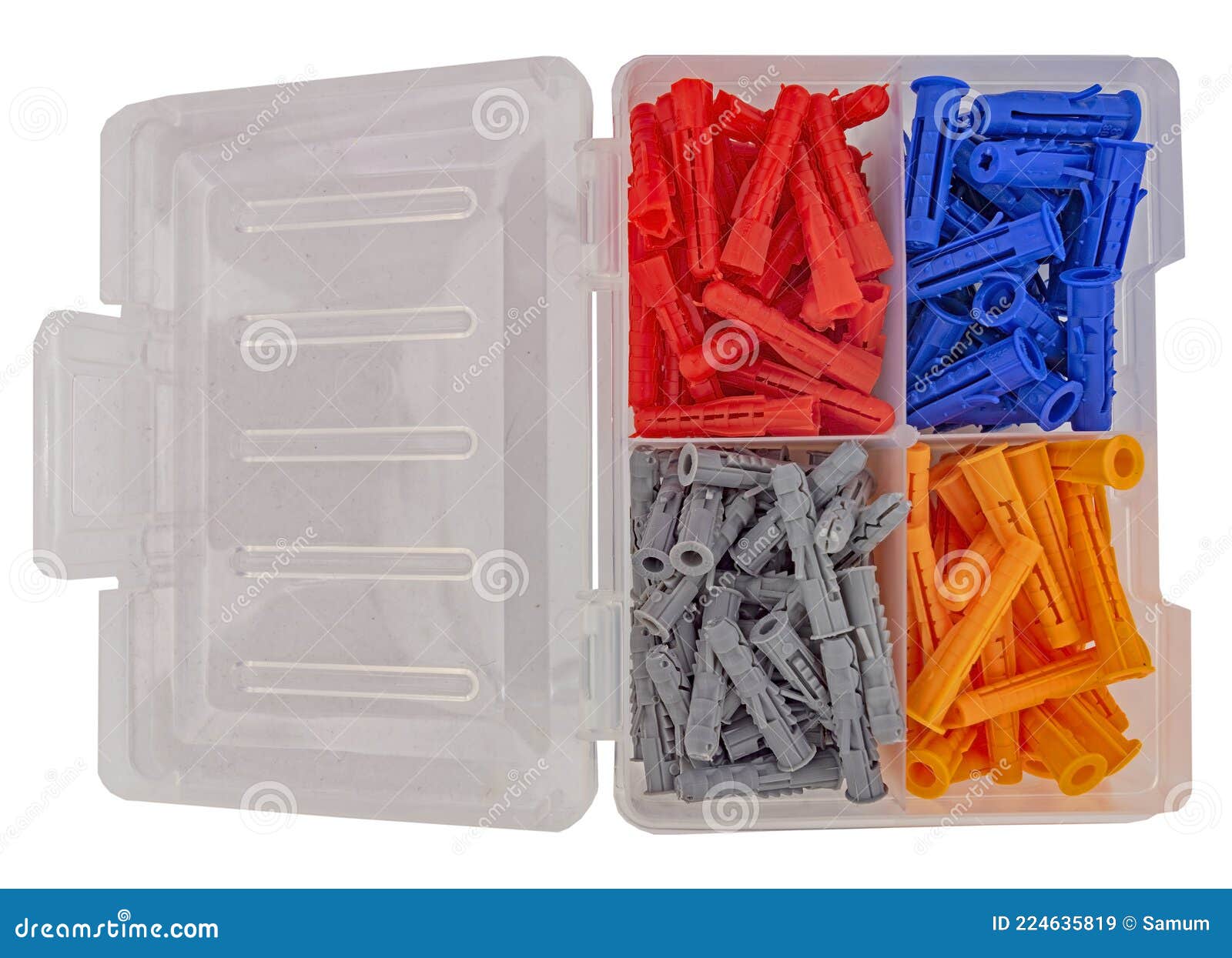 Plastic Wall Anchor in a Transparent Plastic Box Stock Image Image of
