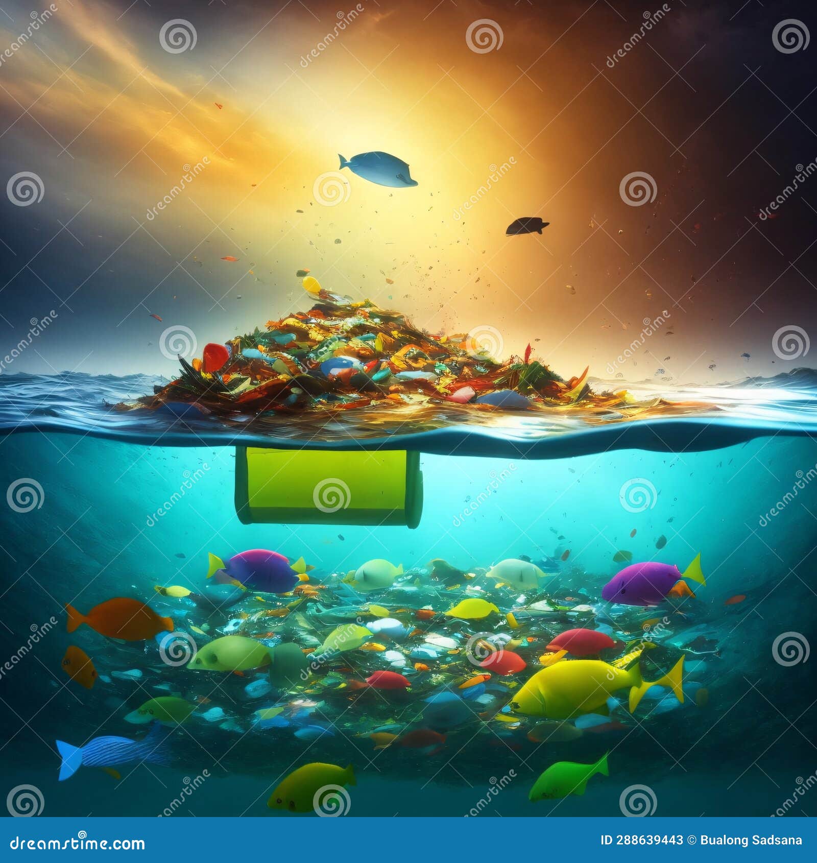 Plastic Waste and Trash Under Water in the Ocean. Climate Change, the ...