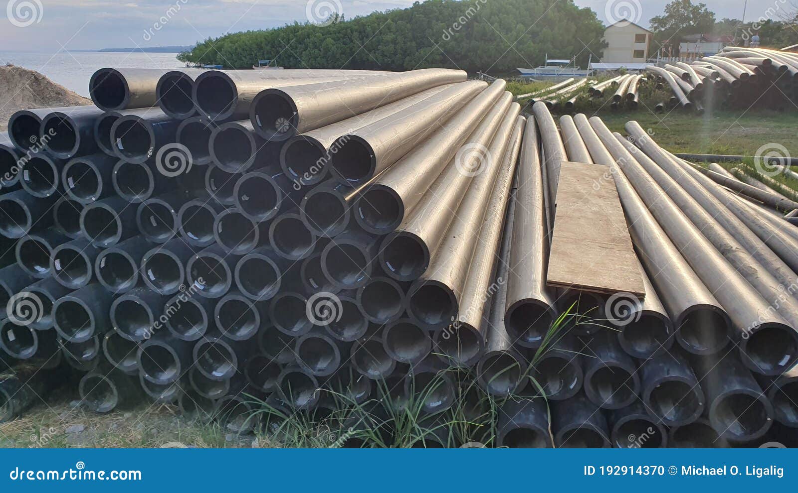 Plastic Water Tube Pipes Stocked in Open Field Stock Photo Image of