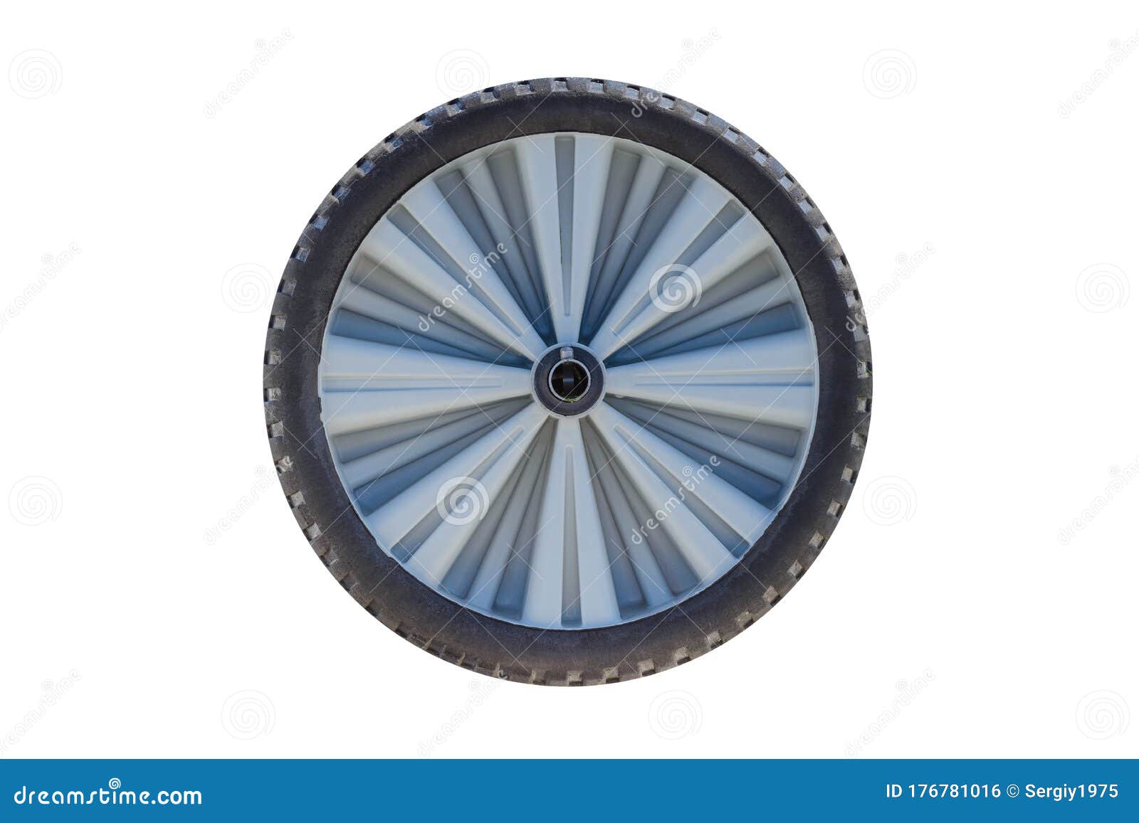 Plastic Wheel from a Stroller Isolated on a White Background Stock