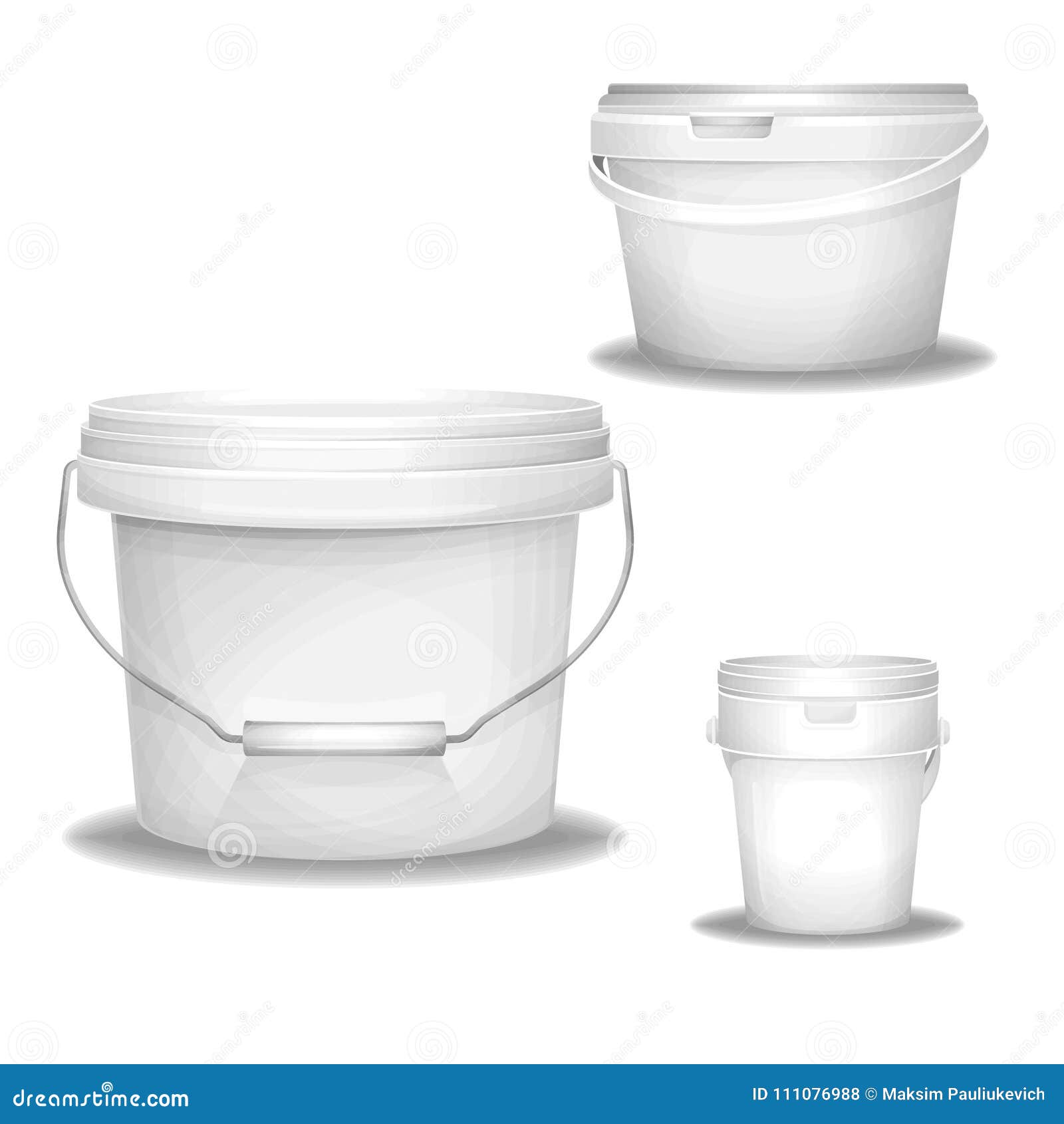 plastic bucket   of 3d realistic plastic buckets containers with handle for paint, putty or food