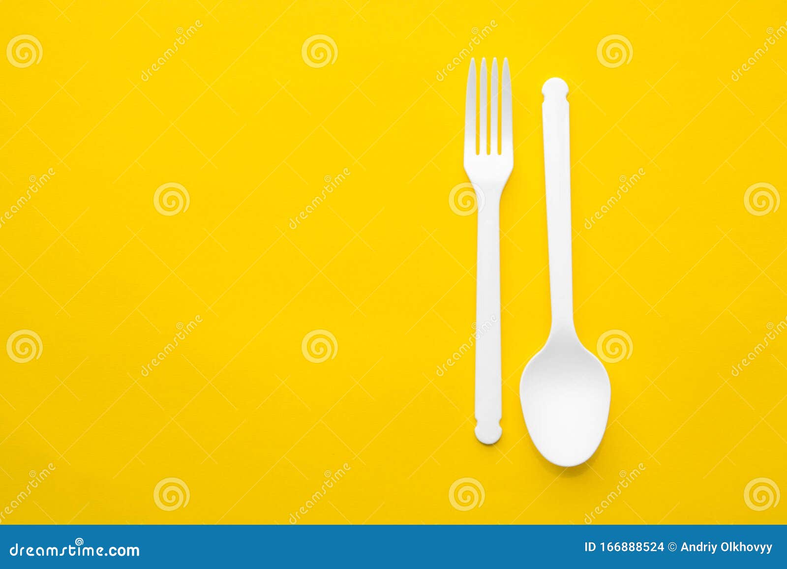 Download Plastic White Spoon And Fork On Yellow Background Cooking Utensil Cutlery Sign Top View Minimalist Style Copy Empty Space Stock Photo Image Of Color Background 166888524 Yellowimages Mockups