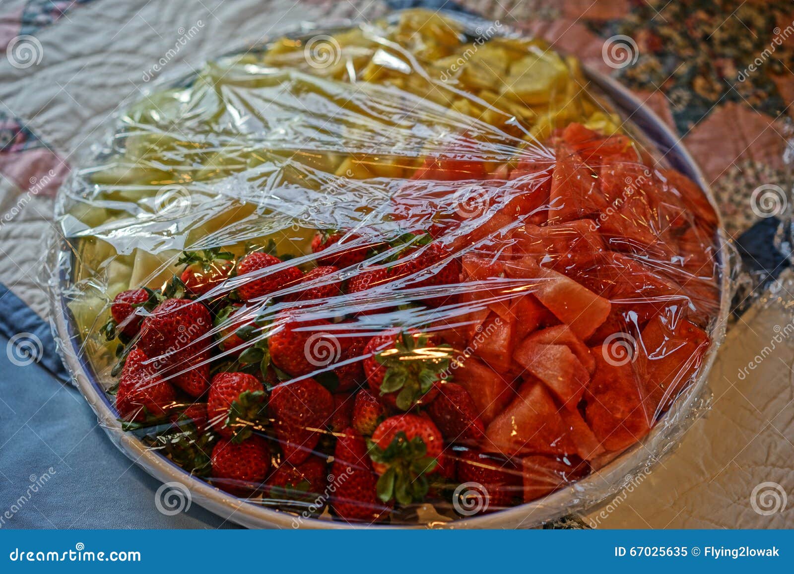 Plastic Wrap Over Fruit Bowl. Stock Image Image of freash, cover 67025635