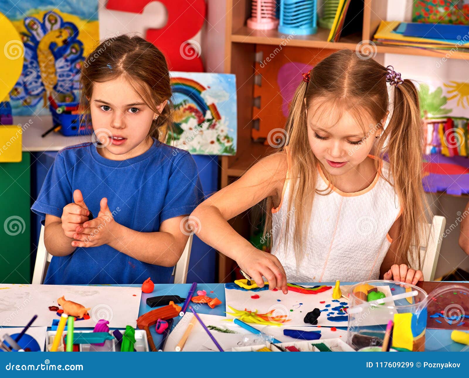 Plasticine Modeling Clay in Children Class in School. Stock Image - Image  of indoor, educational: 117609299