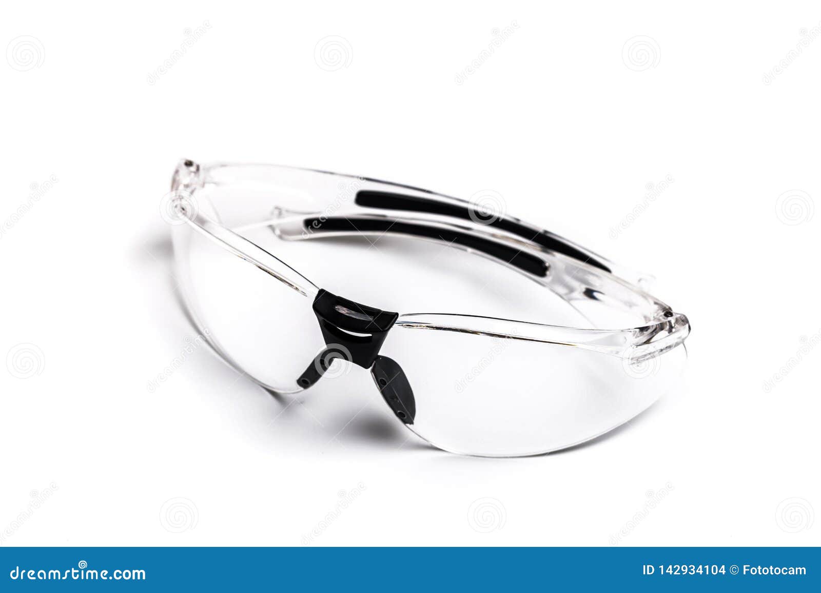Plastick Safety Glasses for Construction Work Isolated on White Backdround Image Stock Photo