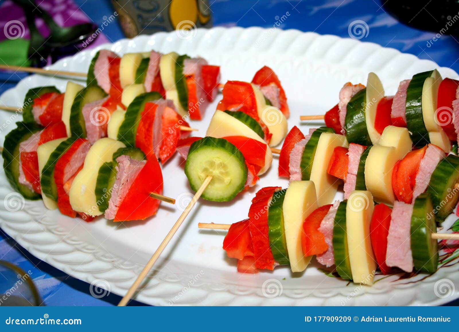 plate with appetizers.