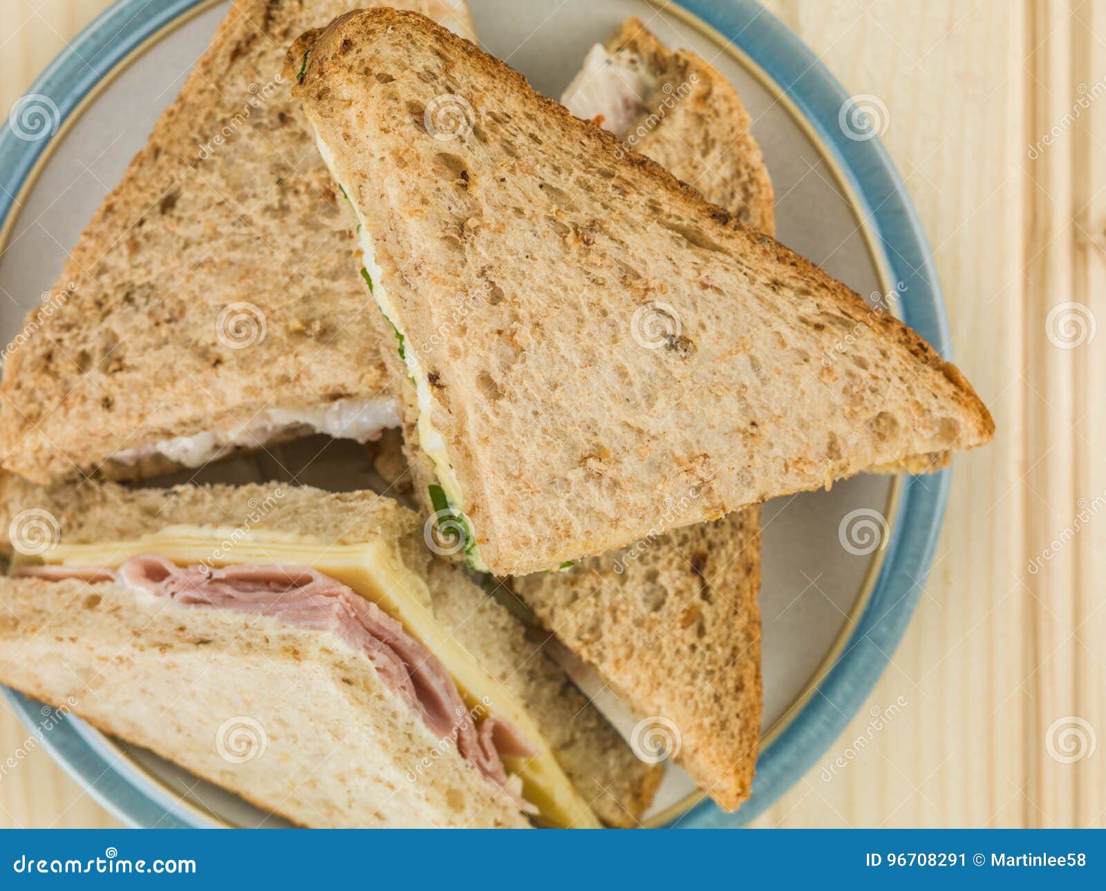 Plate of Assorted Sandwiches in Brown Bread Stock Image Image of high