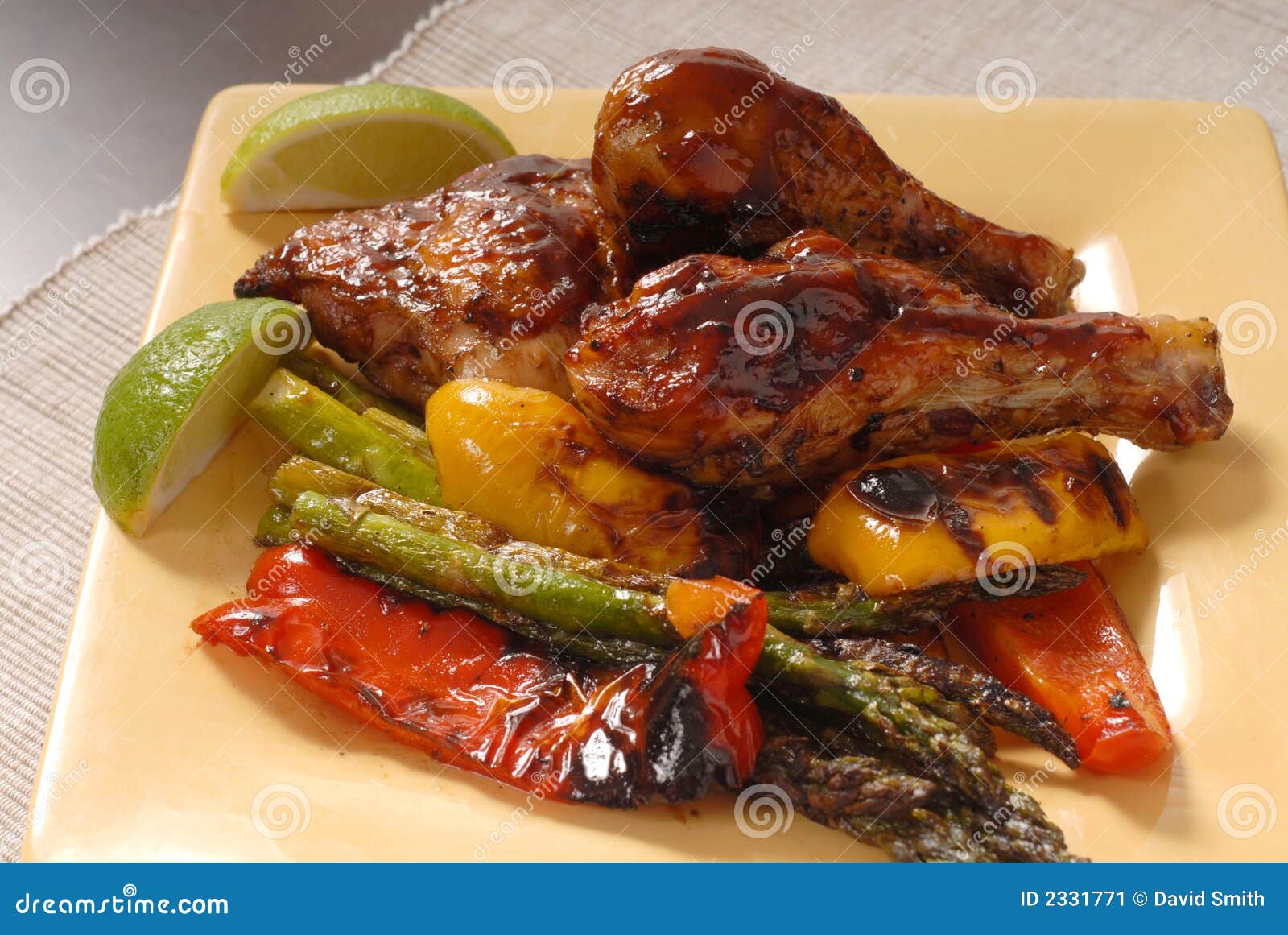 Plate of BBQ chicken stock image. Image of asparagus, cuisine 2331771