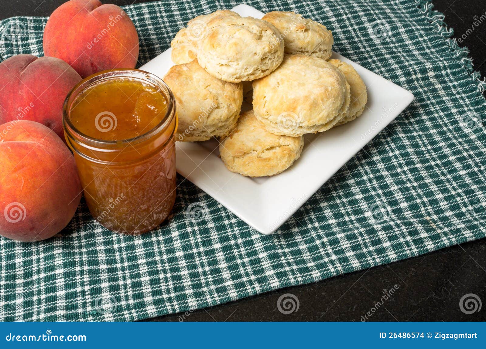 Plate of Biscuits with Peaches and Jelly Stock Photo Image of healthy