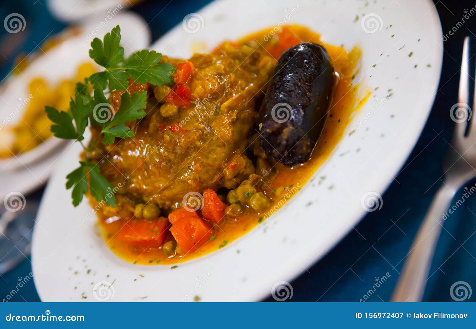 Plate With Braised Beef Agnolotti RoyaltyFree Stock Photo