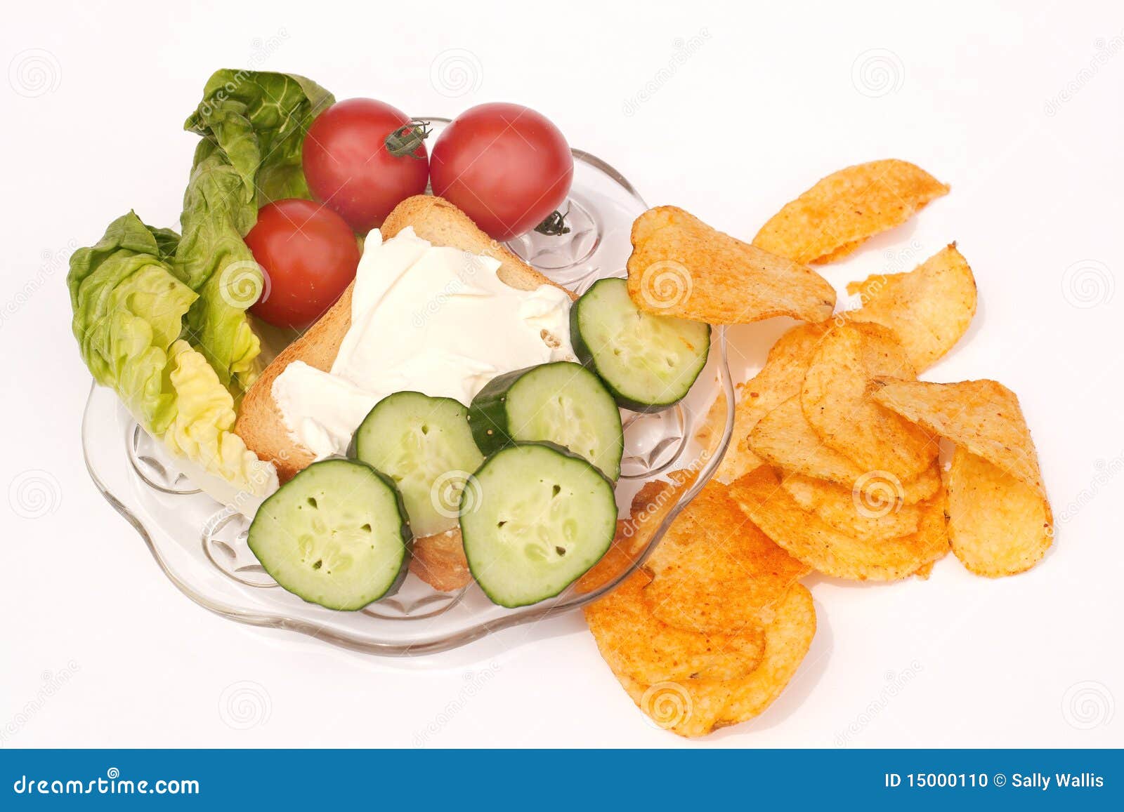 Plate with Cheese, Salad & Crisps Stock Photo Image of delicious