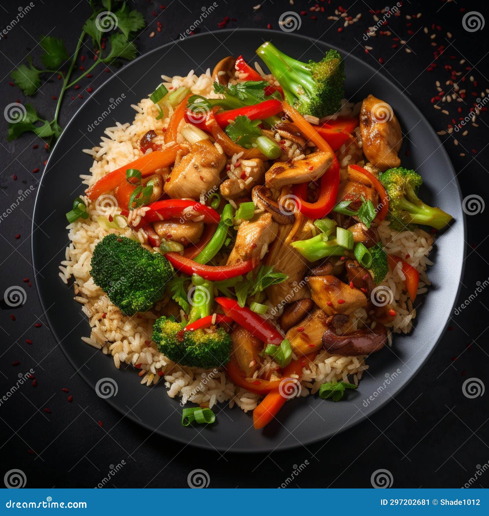 Stir Fried Chicken with Vegetables Stock Image - Image of meat, plate